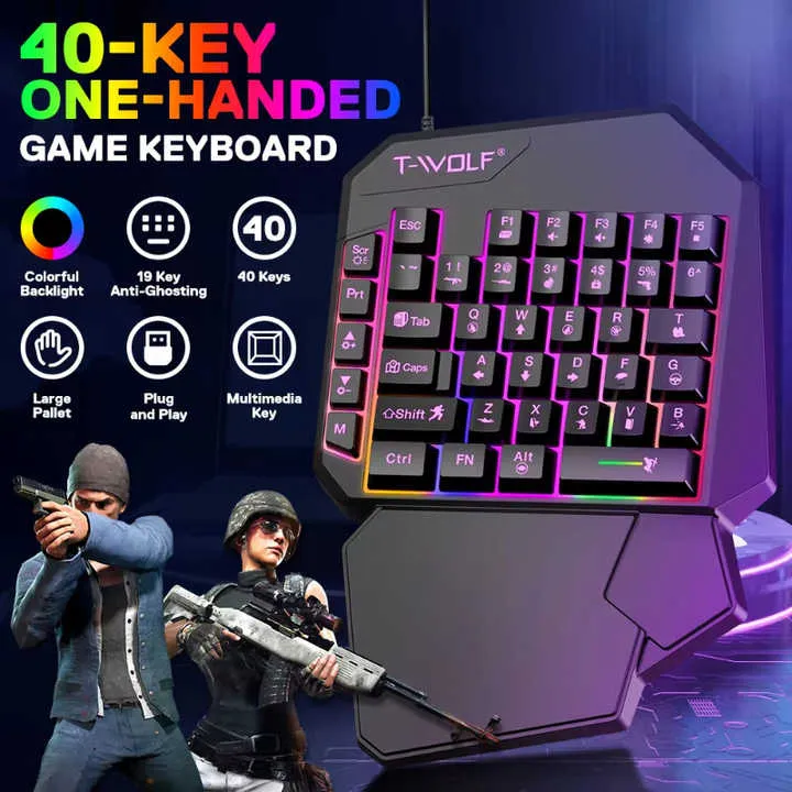 لوحة مفاتيح وماوس سلكية TWOLF TF900 مزودة . TWOLF TF900 Wired Keyboard and Mouse Combo with