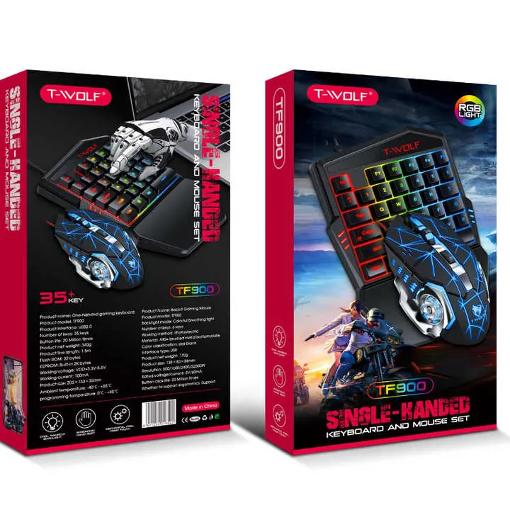 لوحة مفاتيح وماوس سلكية TWOLF TF900 مزودة . TWOLF TF900 Wired Keyboard and Mouse Combo with