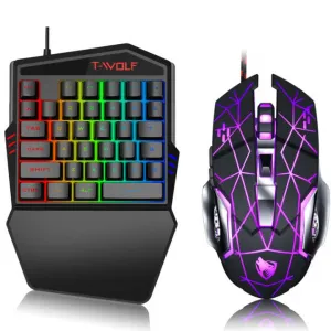 لوحة مفاتيح وماوس سلكية TWOLF TF900 مزودة . TWOLF TF900 Wired Keyboard and Mouse Combo with