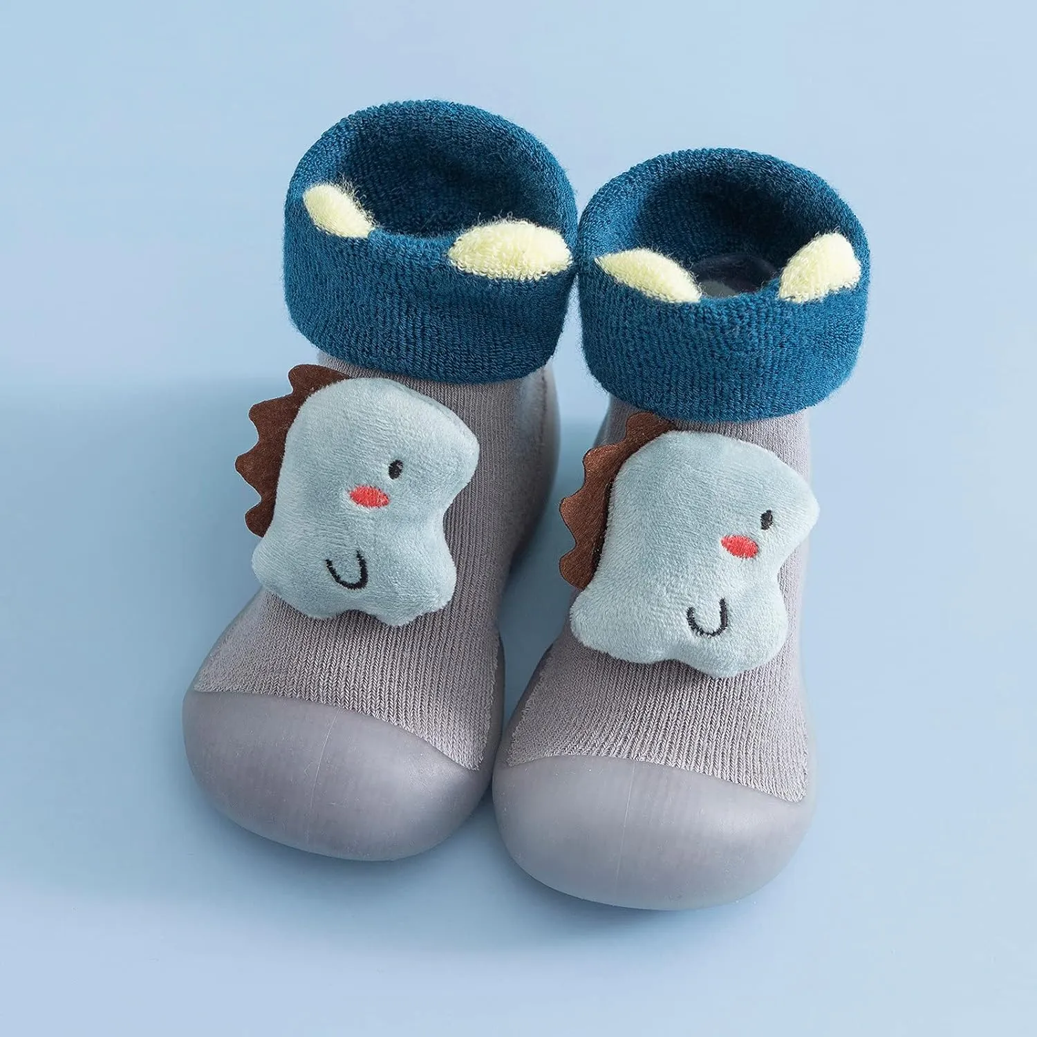 04T Toddler Kids Boys Girls Solid Warm Knit Soft Sole Rubber Shoes Dragon Claws Socks Slipper