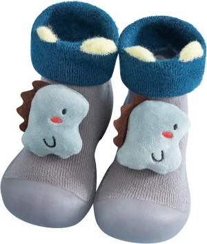 04T Toddler Kids Boys Girls Solid Warm Knit Soft Sole Rubber Shoes Dragon Claws Socks Slipper