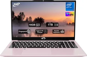 15.6" IPS FHD-Laptop, 16GB RAM 1TB SSD Intel 12 Gen 4 Core N100 (Beat to i3 1115G4 Up to 3.4GHz) Computer, Laptops with Backlit Keyboard Fingerprint laptops for Student and Home WiFi 6 BT 5.2