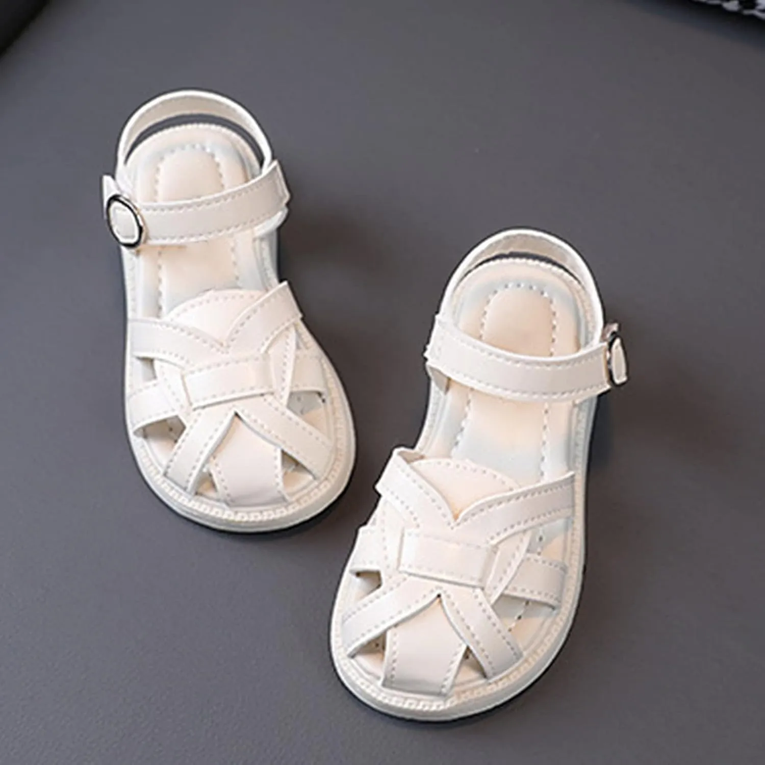 2025 Toddler Little Child Girls' Sandals Shoes Baotou Braided Soft Sole Beach Sandals 2025 Trendy