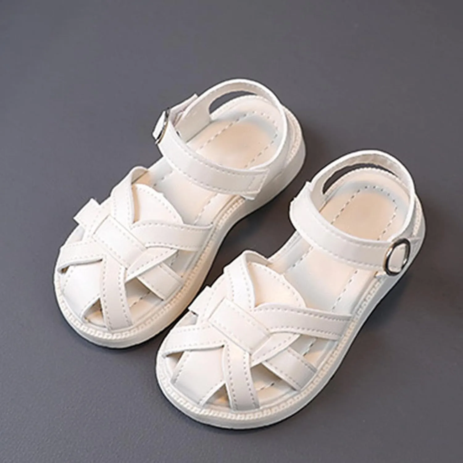 2025 Toddler Little Child Girls' Sandals Shoes Baotou Braided Soft Sole Beach Sandals 2025 Trendy