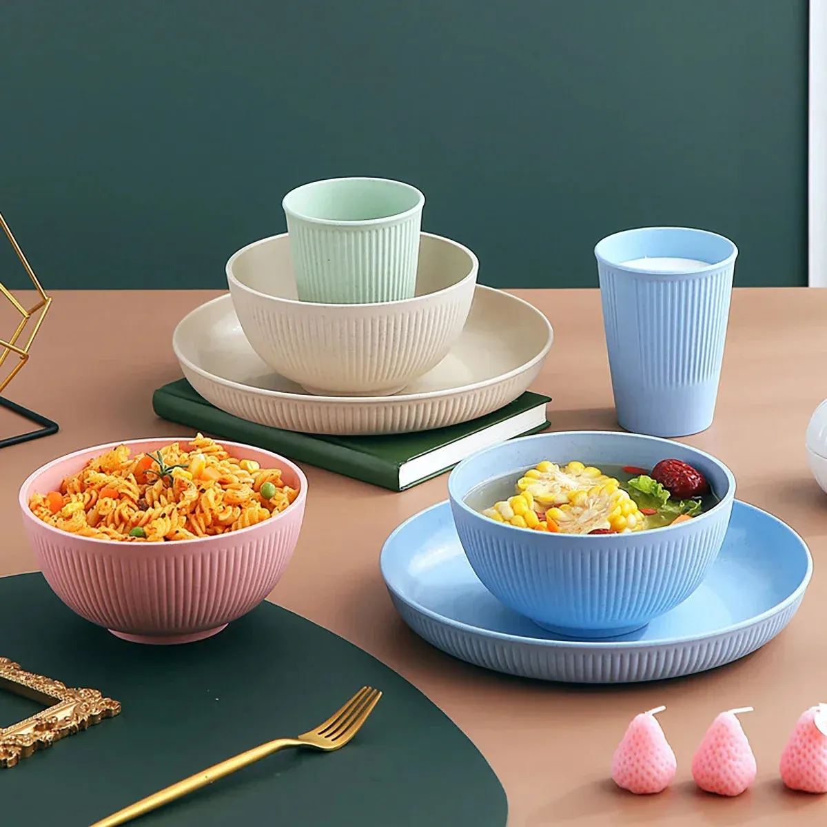 4 Piece Eco Friendly Tableware Set For Camping