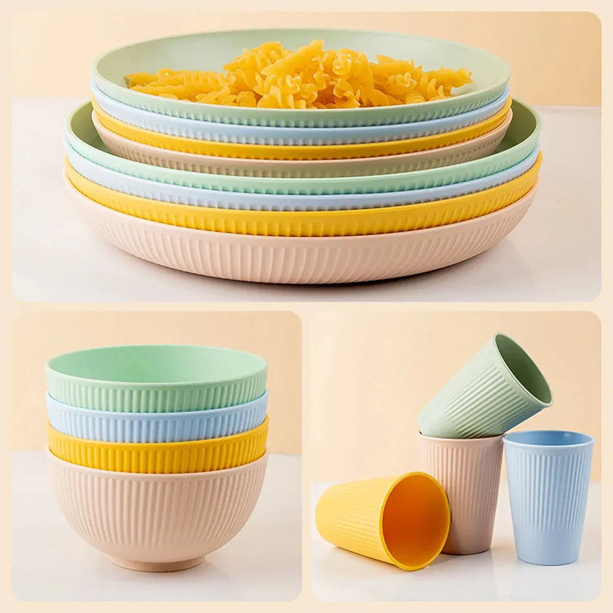 4 Piece Eco Friendly Tableware Set For Camping