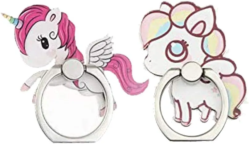4Pcs Phone Ring Holder Stand, Cute Unicorn Sea Shell Conch 360 Rotation Finger Ring Grip Kickstand Mount for Cellphones (Unicorn Ring)