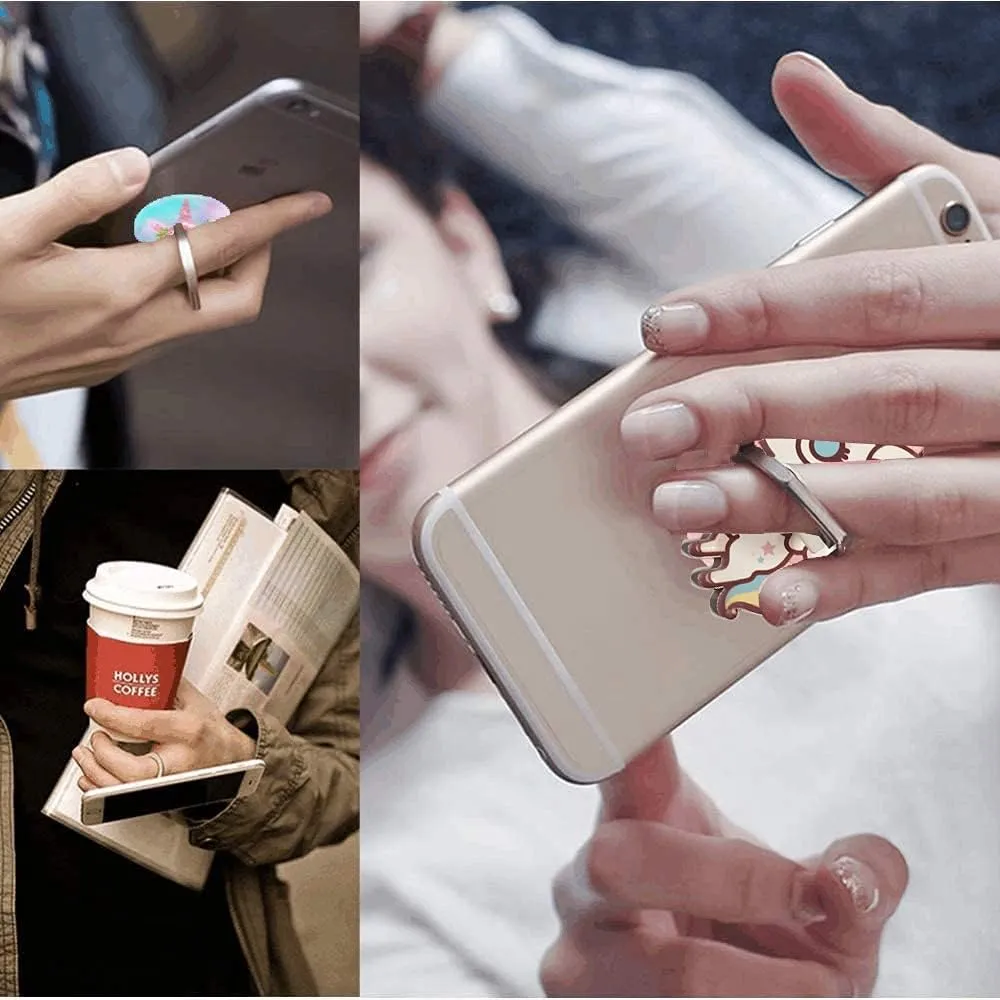 4Pcs Phone Ring Holder Stand, Cute Unicorn Sea Shell Conch 360 Rotation Finger Ring Grip Kickstand Mount for Cellphones (Unicorn Ring)