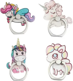 4Pcs Phone Ring Holder Stand, Cute Unicorn Sea Shell Conch 360 Rotation Finger Ring Grip Kickstand Mount for Cellphones (Unicorn Ring)