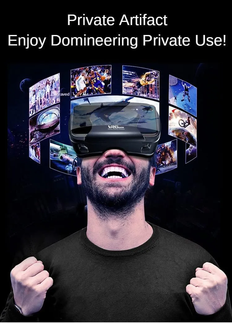 5~7inch VRG Pro 3D VR Glasses Virtual Reality Full Screen Visual Wide-Angle VR Glasses Box for 5 to 7 inch Smartphone Eyeglasses with Remote Control (Black Basic)