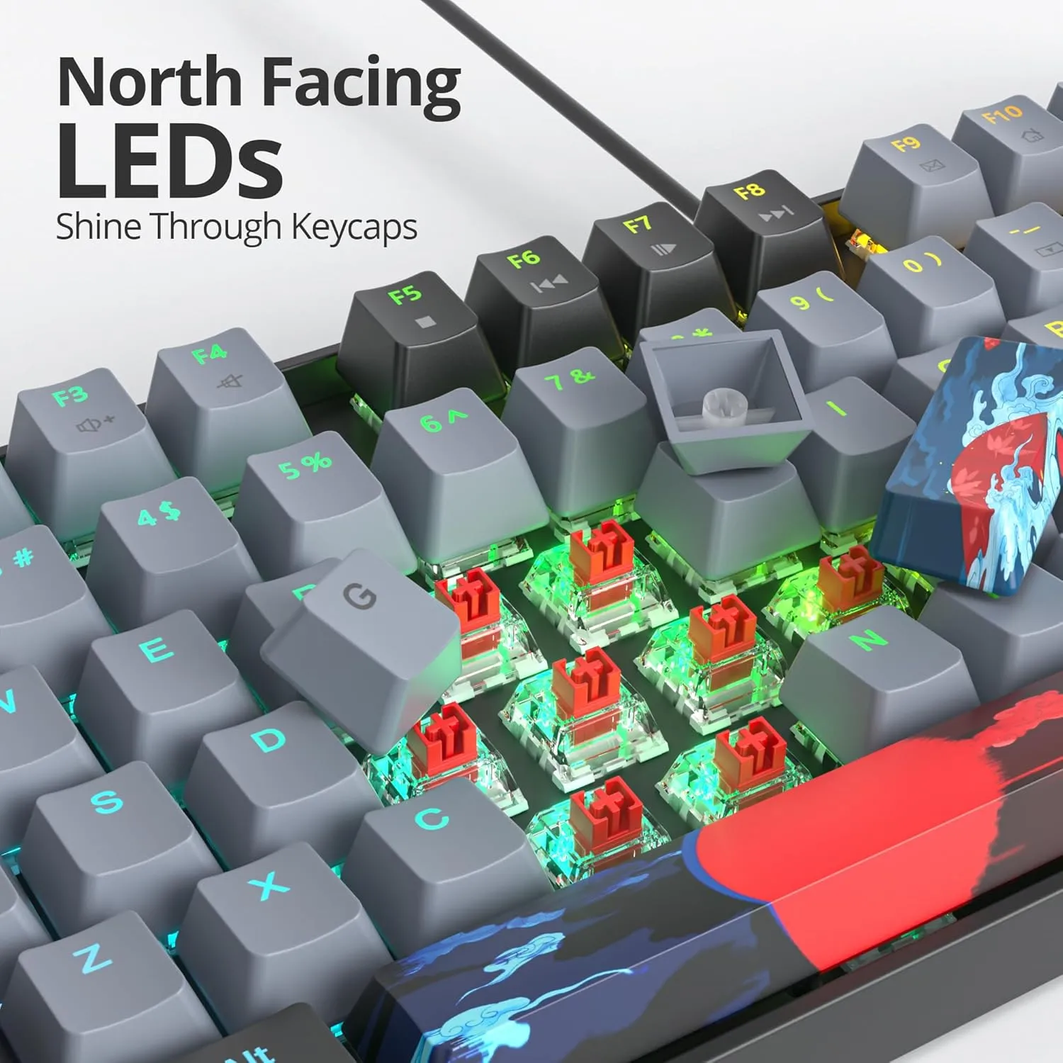 75% Mechanical Gaming Keyboard with Red Switch, RGB LED Backlit Keyboard Black, 87 Keys Compact TKL Wired Computer Keyboard for Windows Laptop PC Gamer (87 Dark)