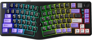 A75 Alice Keyboard, Tri-Mode BT5.0/2.4G/USB-C Ergonomic Cute Creamy Keyboard with RGB Backlit Functional Knob Joystick, 75% Layout Hot-Swap Gasket Custom Keyboards for Win Mac PC Gamer-Black