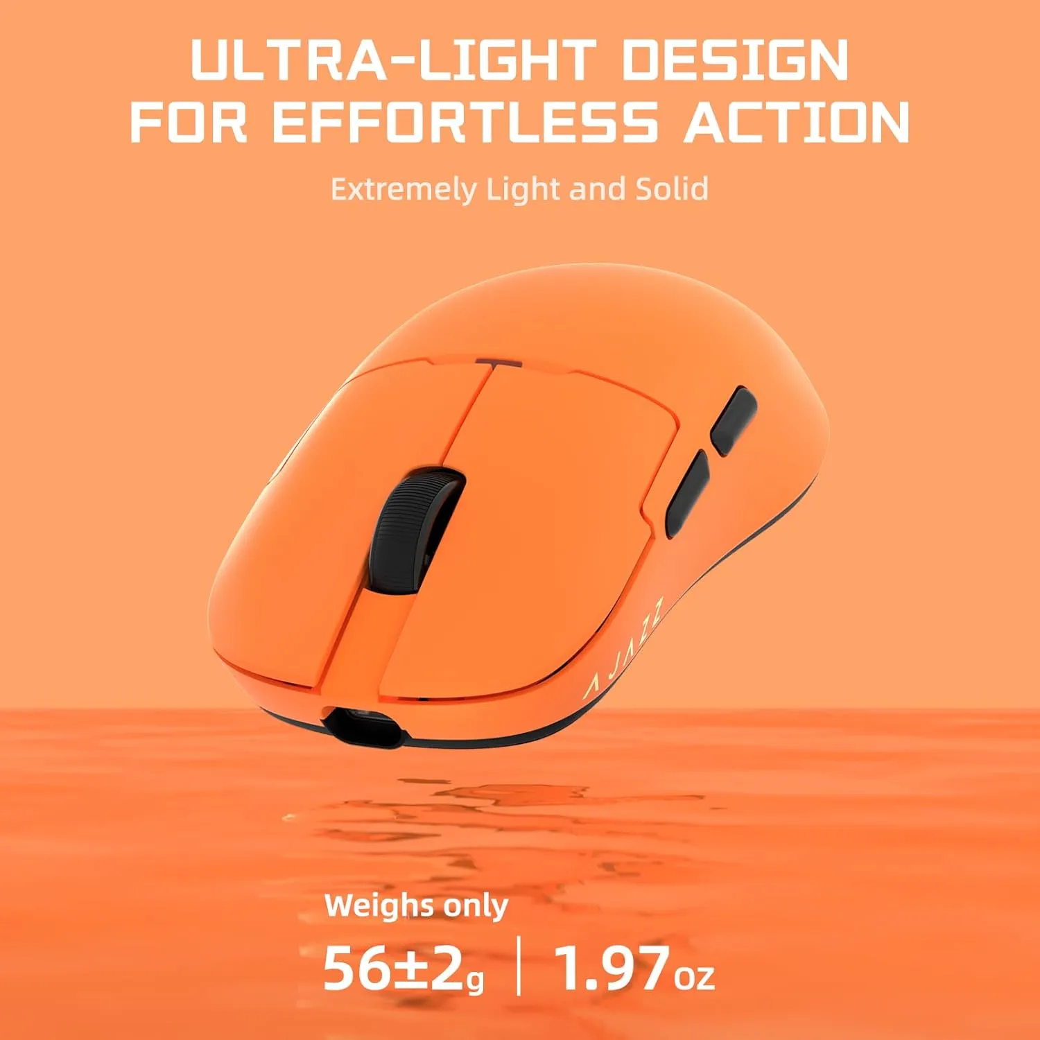 AJAZZ AJ159 APEX Wireless Gaming Mouse with Magnetic Charging Base, 56g Lightweight BT/2.4G/USB-C Wired Mouse, PAW3950APEX 42K DPI Optical Sensor, Programmable Buttons for PC/Mac/Win(Orange)