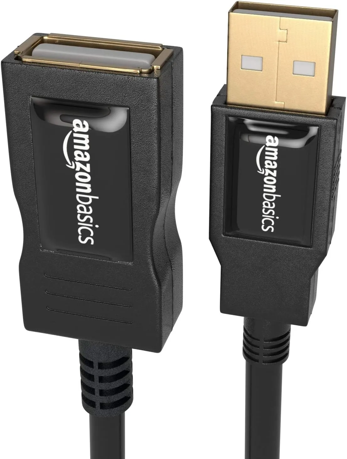 Amazon Basics 2-Pack USB-A 2.0 Extension Cable, for Printer, Mouse or Keyboard, Male to Female, 480Mbps Transfer Speed, 3.3 Foot, Black