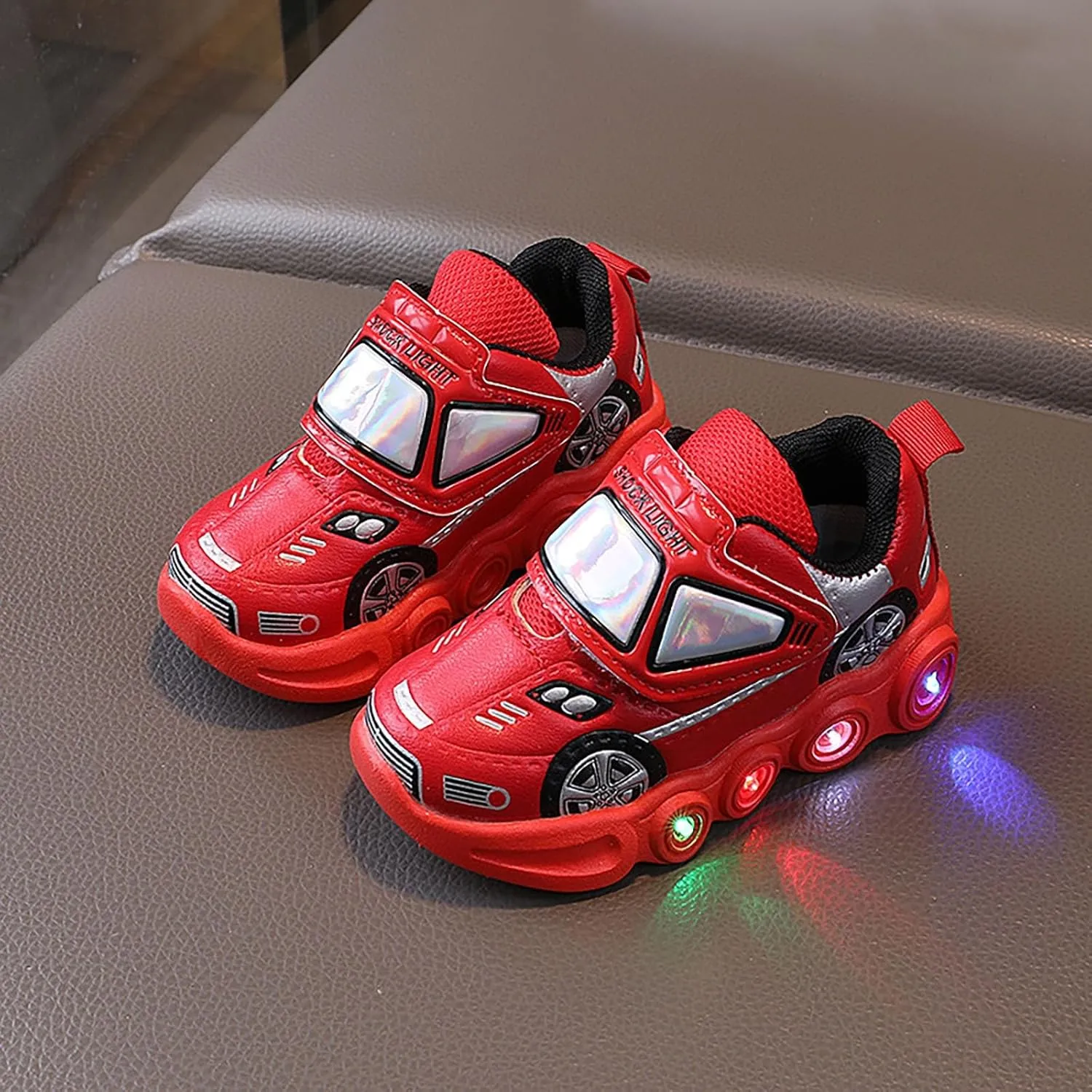 artoon Car LED Sneaker for Baby and Big Kids Toddler Light Up Casual Soft Sole Anti Slip Athletic Sports Shoes