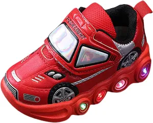 artoon Car LED Sneaker for Baby and Big Kids Toddler Light Up Casual Soft Sole Anti Slip Athletic Sports Shoes