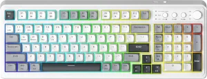 AULA 99 Wireless Keyboard, Custom Computer Keyboard, Tri-Mode Bluetooth 5.0/2.4GHz/USB-C Cute Creamy Gaming Keyboards with Number Pad, RGB Backlit Media Knob Programmable Keybaord for PC Gamer - White