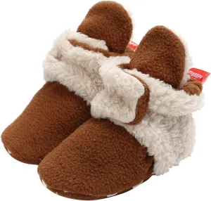 Baby Boy Girl Non-Skid Cozy Crib Shoes Fleece Booties Cotton Newborn Socks Soft Sole Winter Warm 0-18M Baby Slippers
