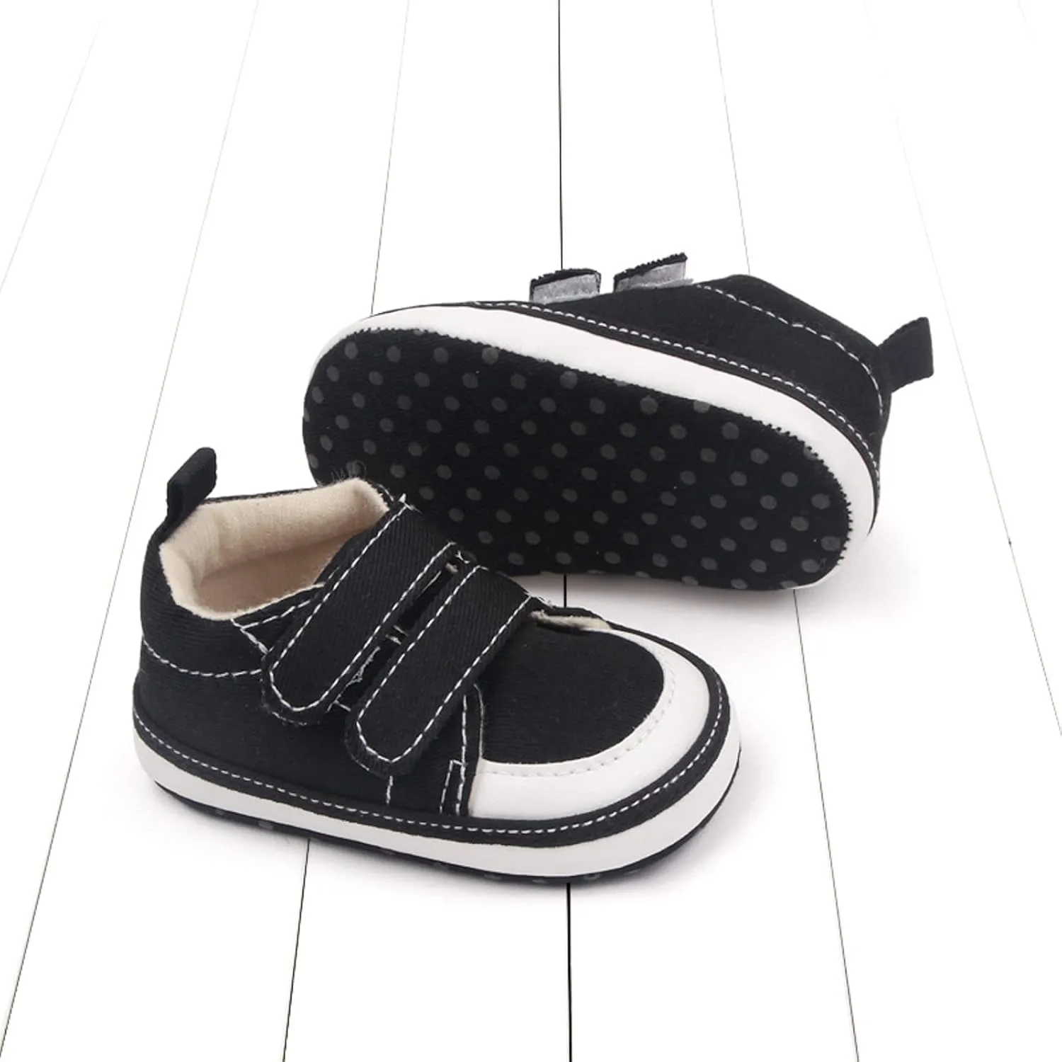 Baby Boys Girls Canvas First Walking Shoes, Infant Newborn Non Slip Soft Sole Comfortable Platform Sport Sneaker