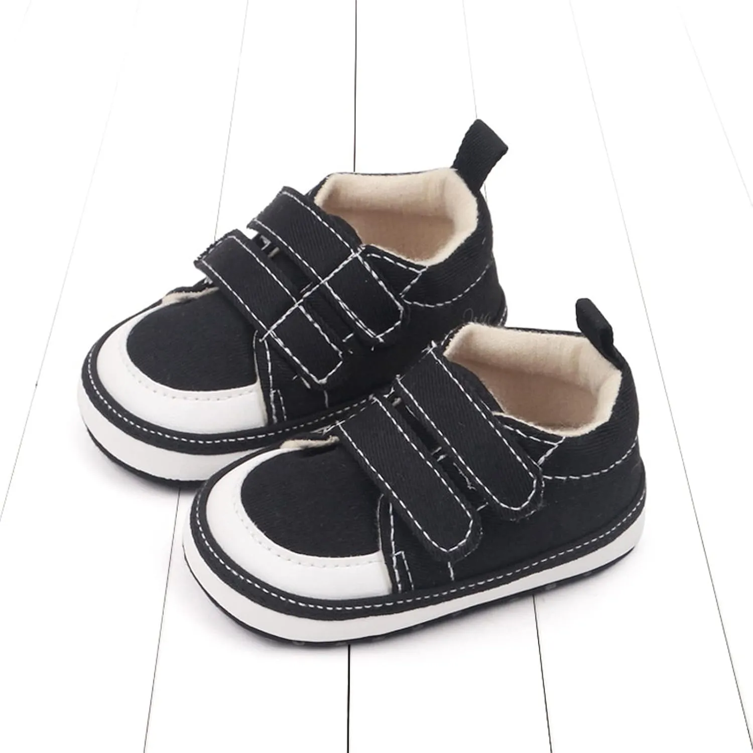 Baby Boys Girls Canvas First Walking Shoes, Infant Newborn Non Slip Soft Sole Comfortable Platform Sport Sneaker