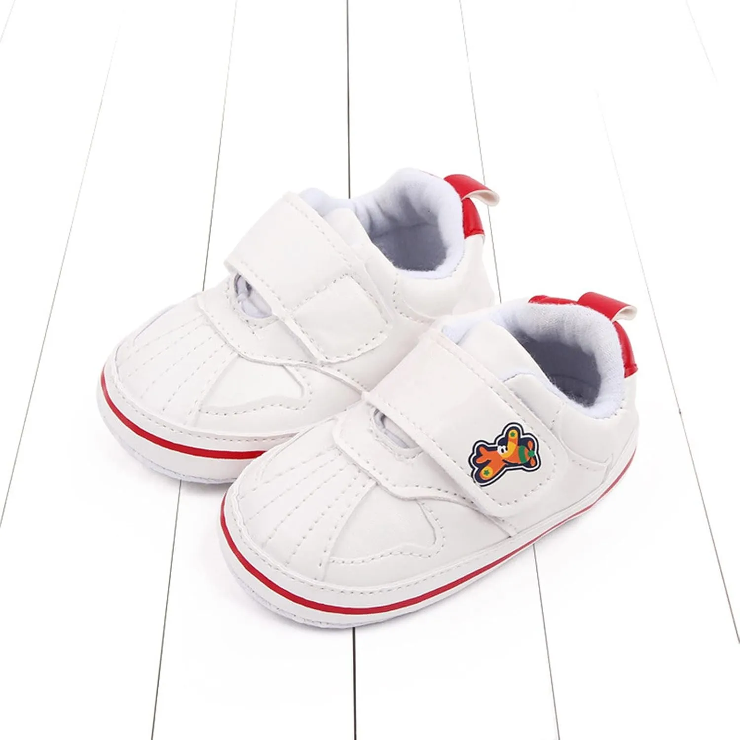 Baby Boys Girls Leather Pre-Walking Sneakers Toddler Anti-Slip Soft Sole Infant Lightweight First Step Flat Shoes