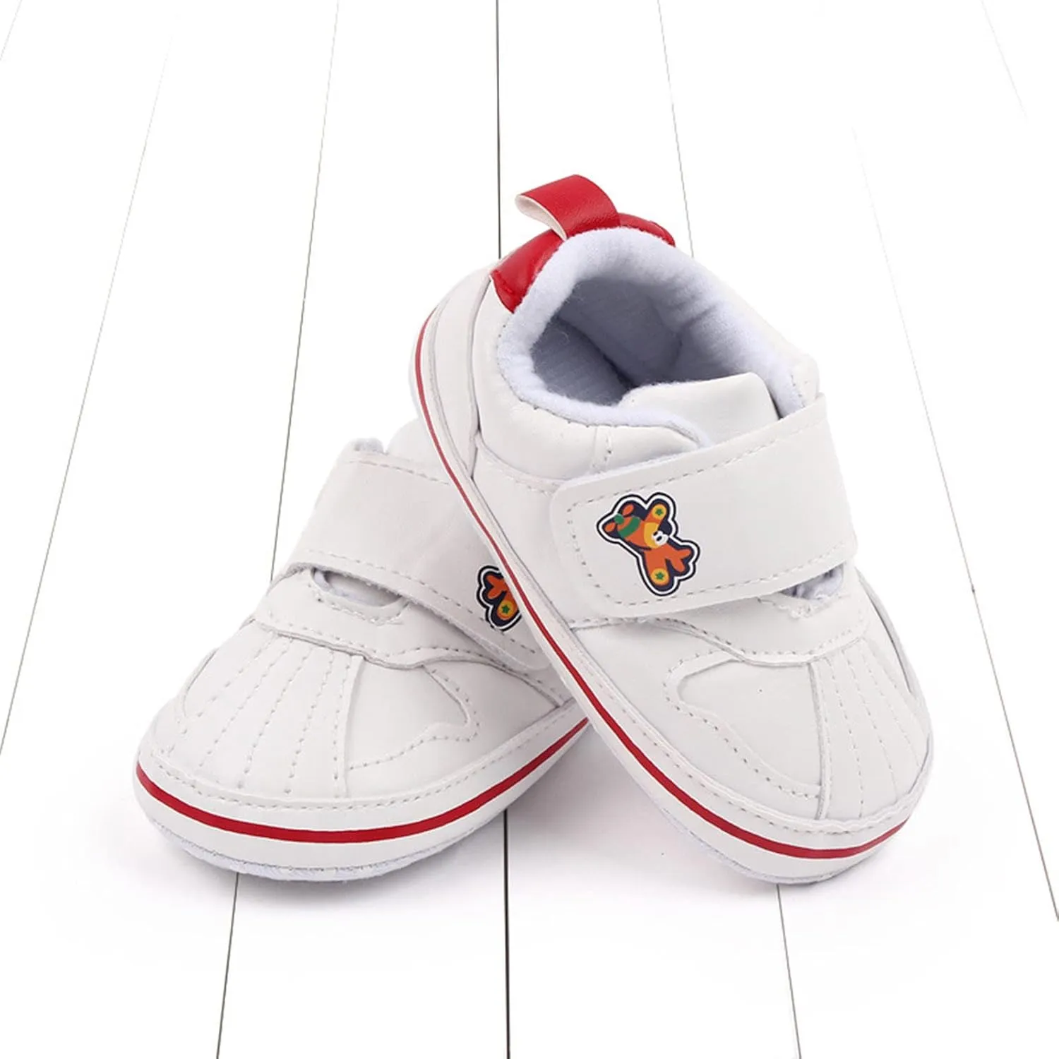 Baby Boys Girls Leather Pre-Walking Sneakers Toddler Anti-Slip Soft Sole Infant Lightweight First Step Flat Shoes