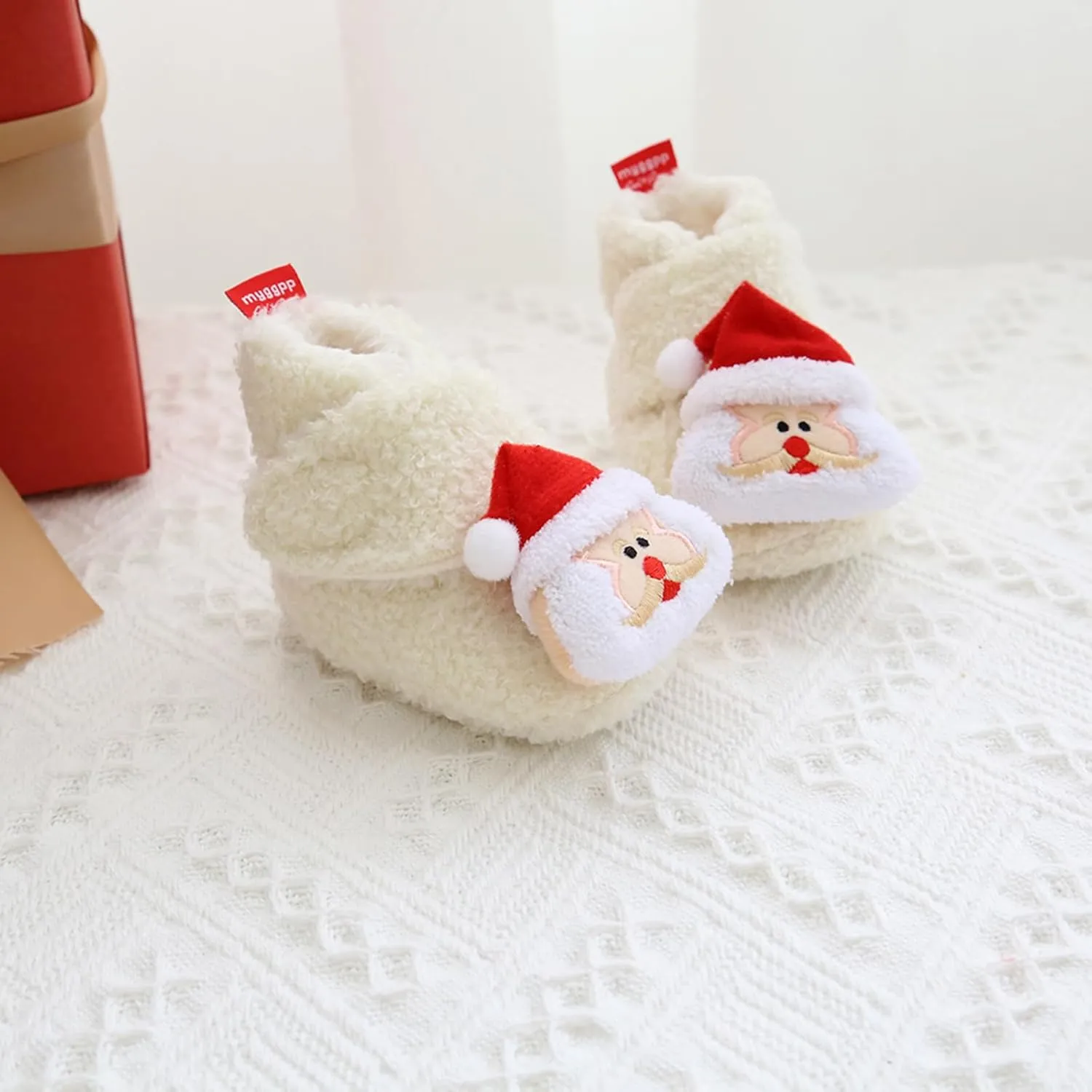 Baby Christmas Booties Infant Newborn Boys Girls Cozy Fleece Slippers Soft Winter Warm Crib Sock Shoes First Walkers