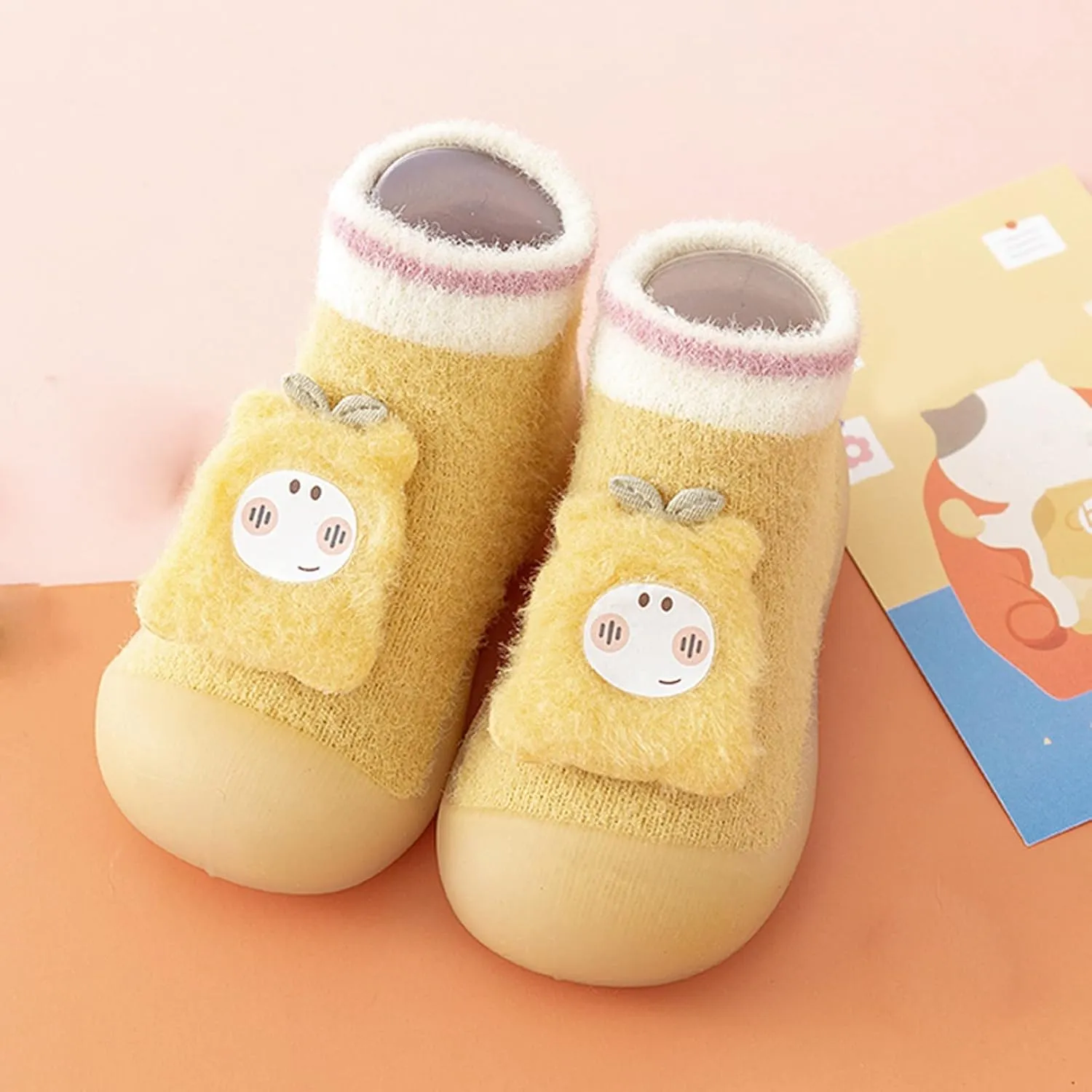 Baby Cozy Fleece Ankle Booties Soft Sole Anti-Slip Infant Prewalker Unisex Nursling Shoes Newborn Walking Shoes