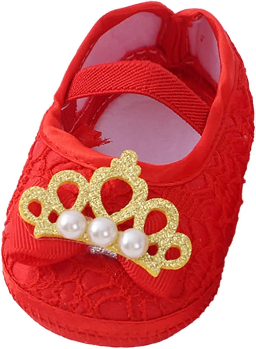 Baby Fashion Ankle Strap Soft Sole Sneakers Infant Pearl Flower Princess Shoes Girls Non Slip Breathable Slippers
