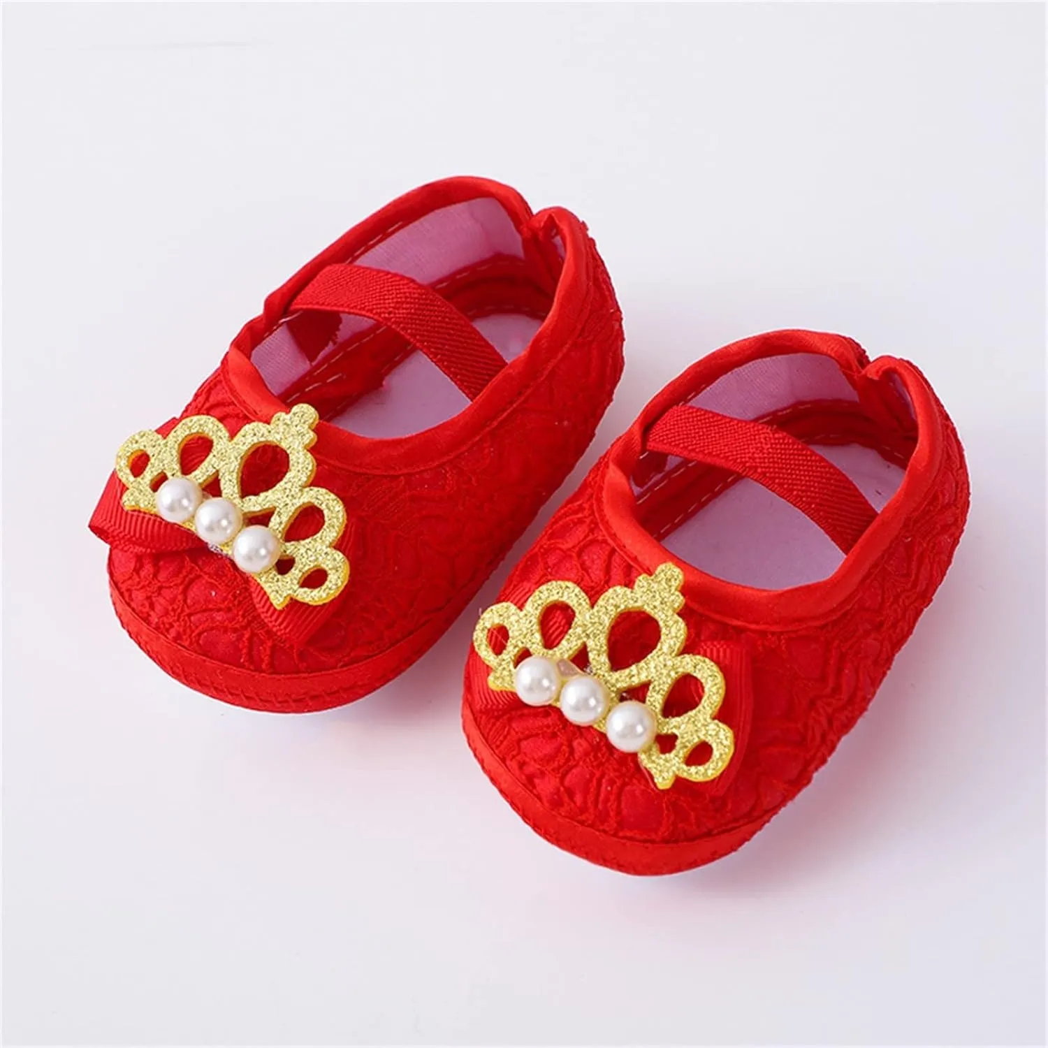 Baby Fashion Ankle Strap Soft Sole Sneakers Infant Pearl Flower Princess Shoes Girls Non Slip Breathable Slippers