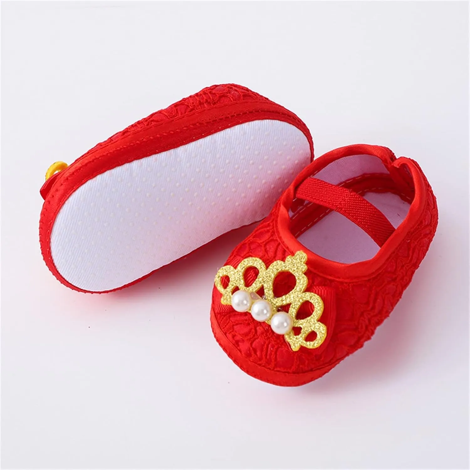 Baby Fashion Ankle Strap Soft Sole Sneakers Infant Pearl Flower Princess Shoes Girls Non Slip Breathable Slippers