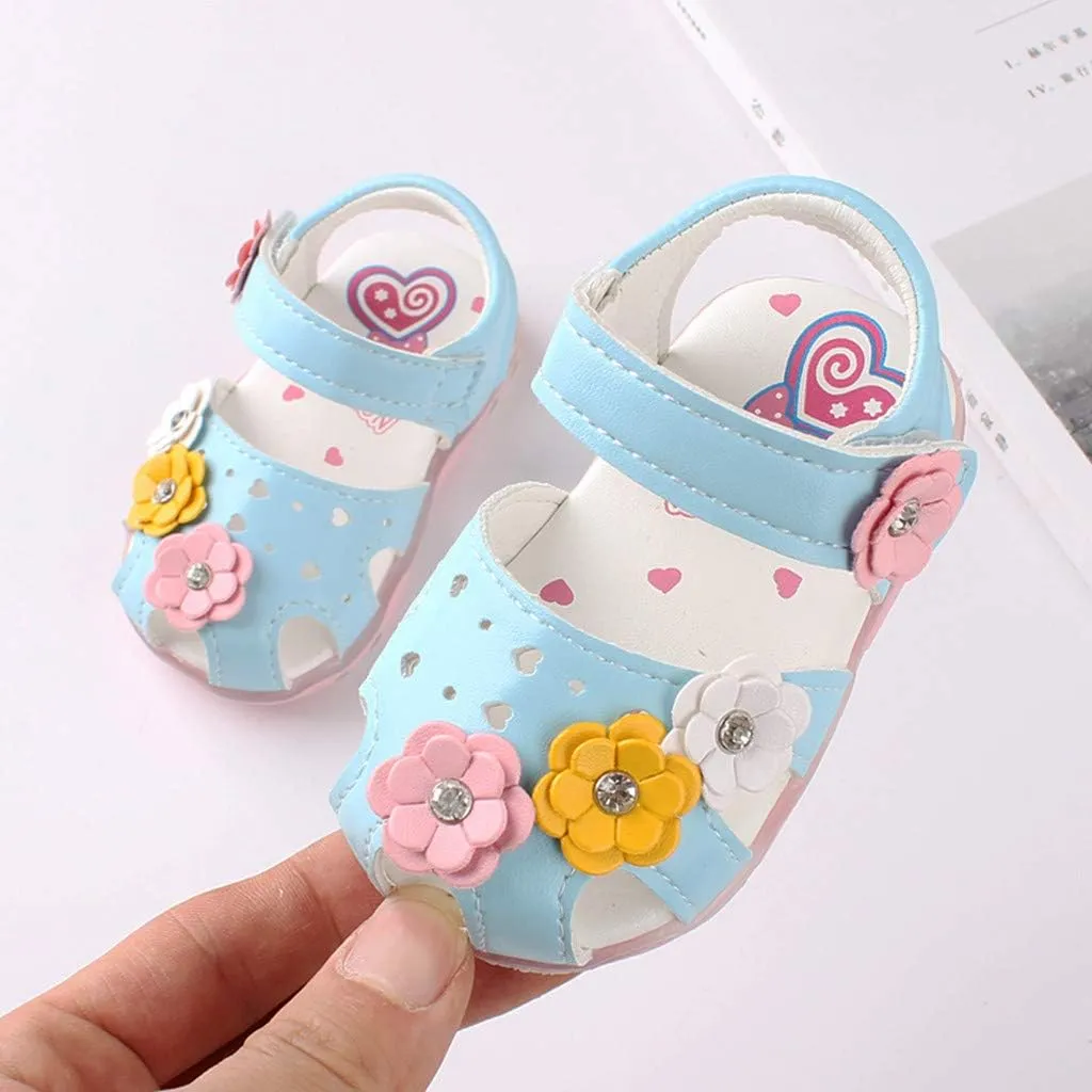 Baby Flowers Girls Shoes Sandals Toddler Infant Kids LED Luminous Baby Shoes Basketball Shoes for Boys