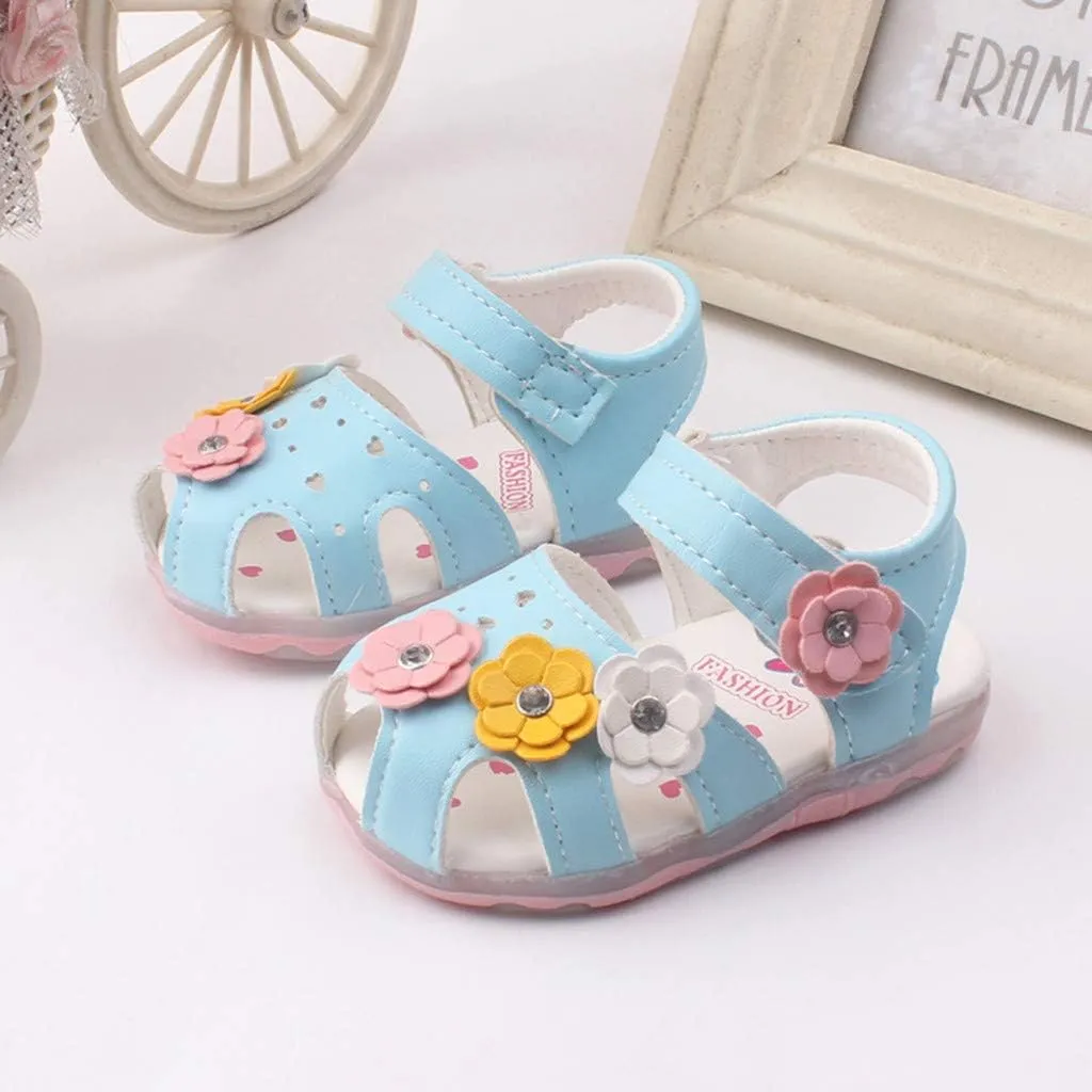 Baby Flowers Girls Shoes Sandals Toddler Infant Kids LED Luminous Baby Shoes Basketball Shoes for Boys