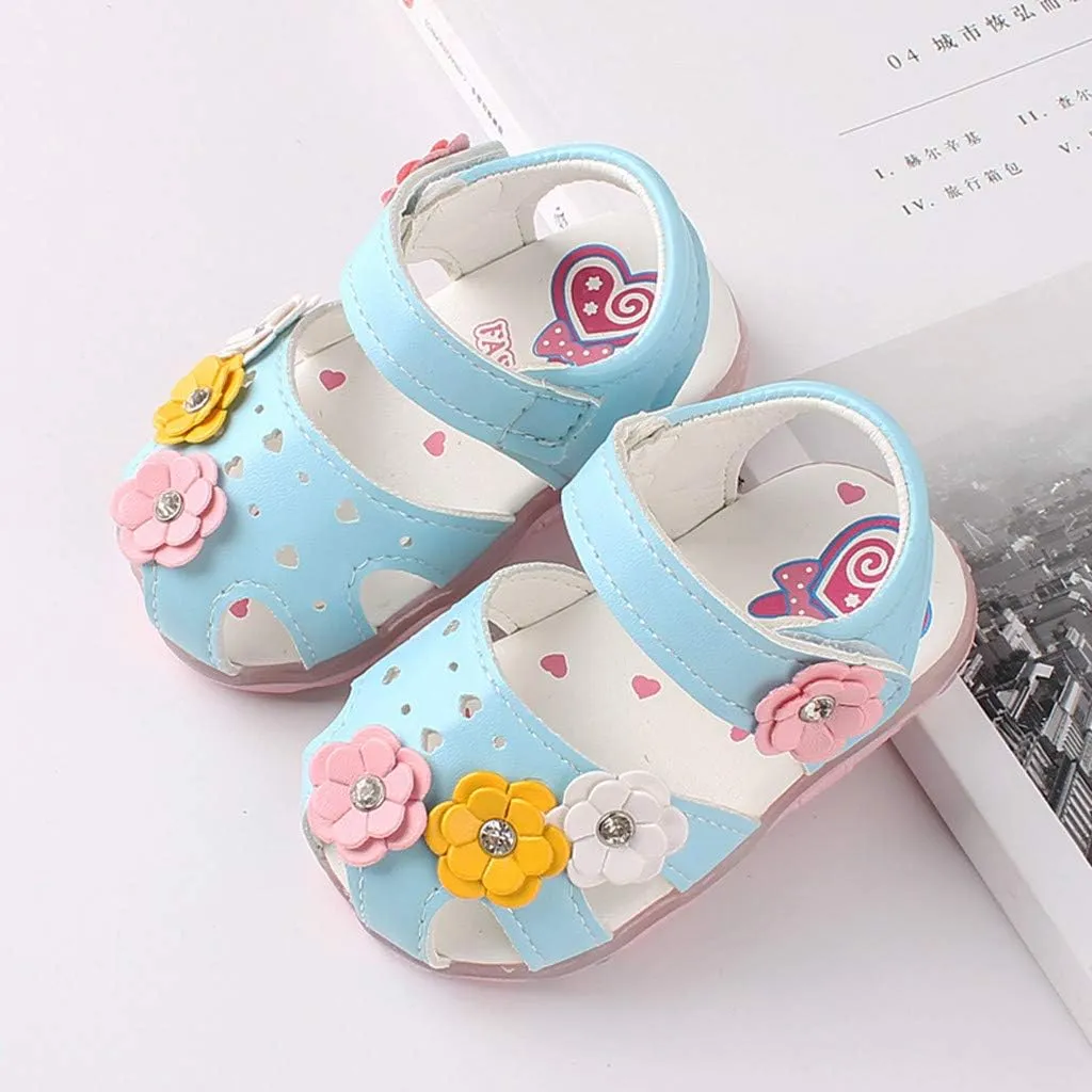 Baby Flowers Girls Shoes Sandals Toddler Infant Kids LED Luminous Baby Shoes Basketball Shoes for Boys