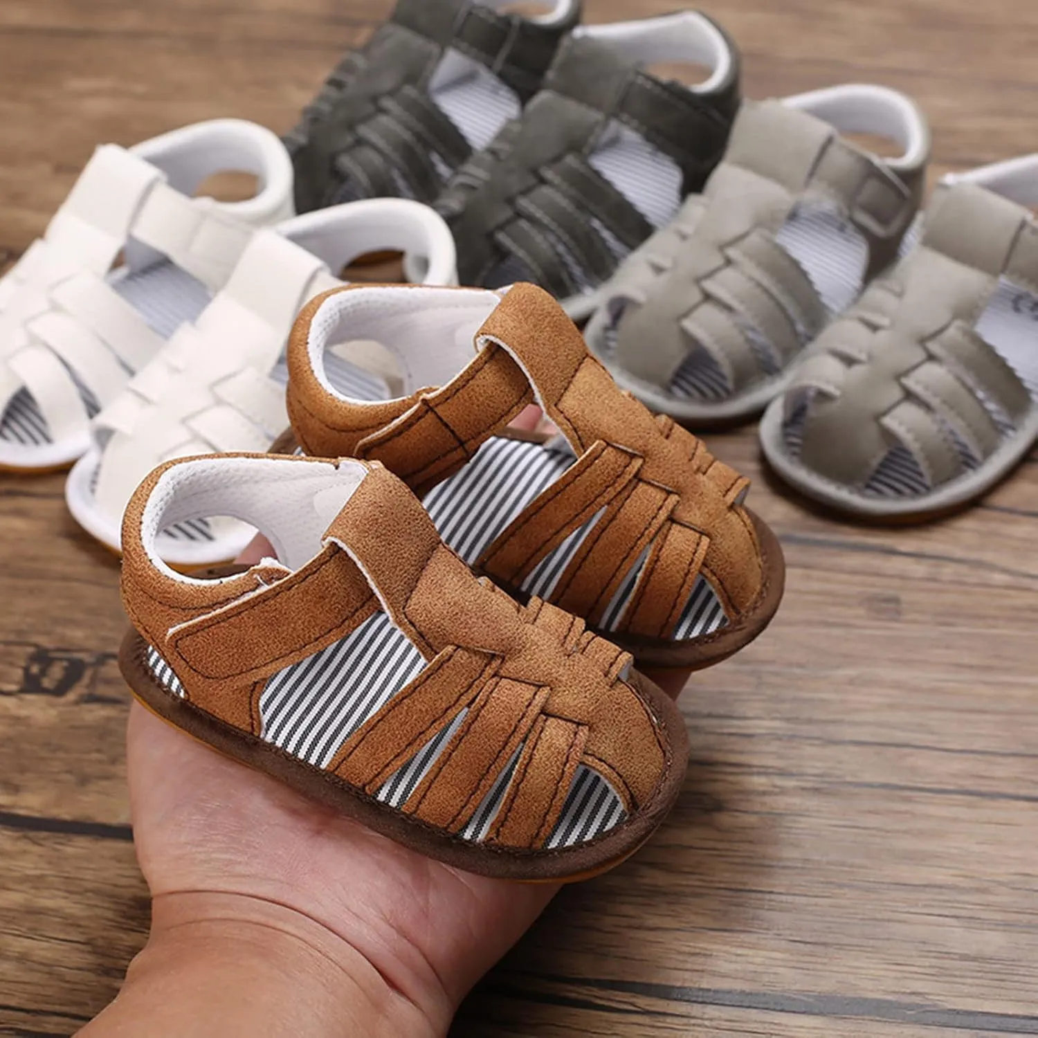 Baby Girl Boy Sandals Soft Anti-Slip Sole Roman Sandals for Toddlers Summer Casual Shoes Flat First Ballet Slippers