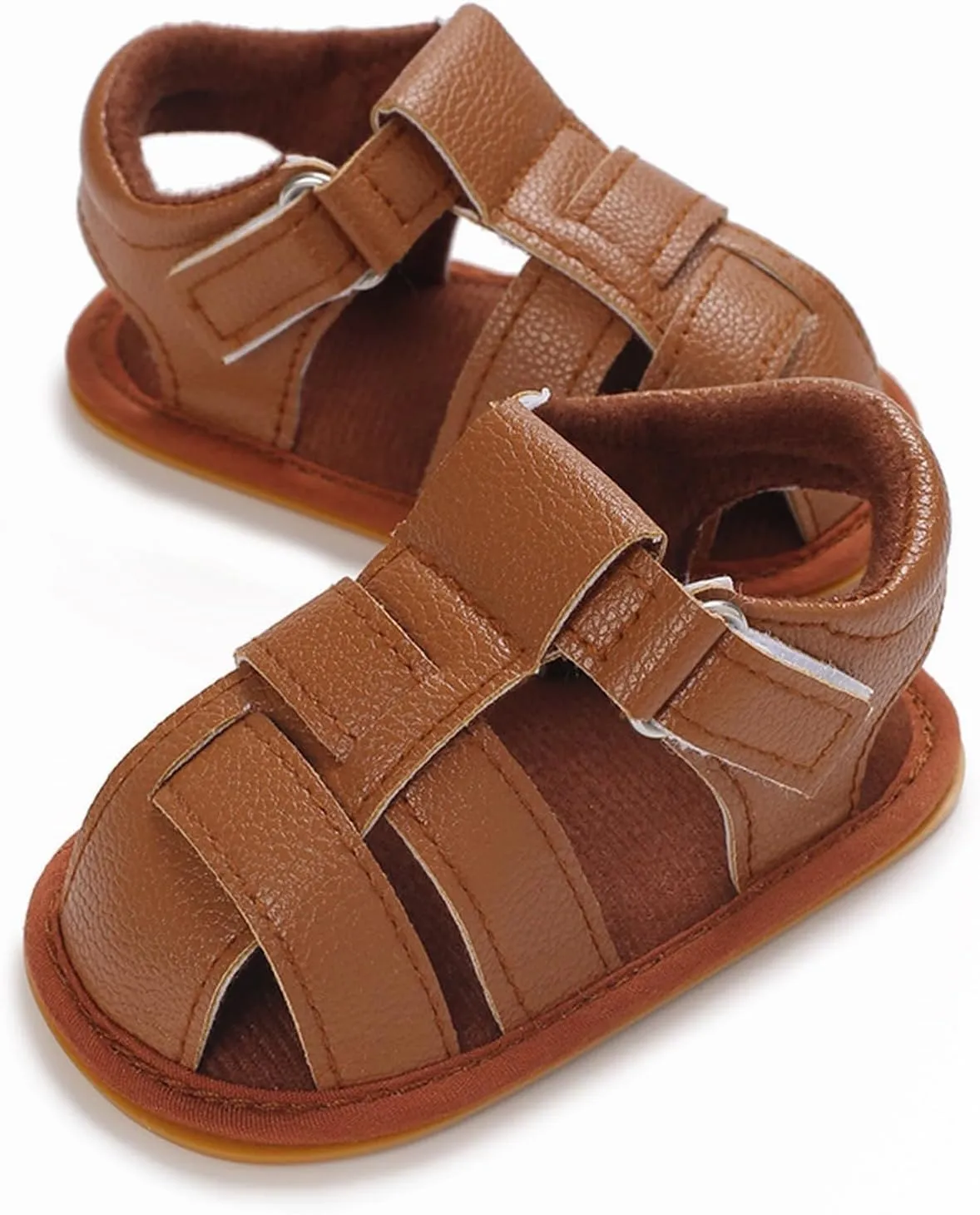 Baby Girl Boy Shoes Infant Closed Toe Sandals Anti Slip Rubber Sole Shoes Baby PU Leather Black Sneakers for Girls