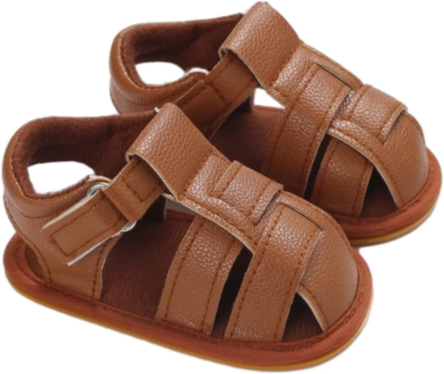 Baby Girl Boy Shoes Infant Closed Toe Sandals Anti Slip Rubber Sole Shoes Baby PU Leather Black Sneakers for Girls