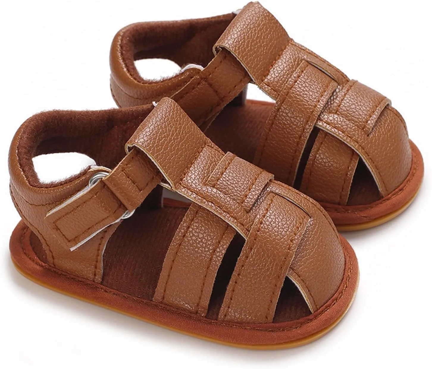 Baby Girl Boy Shoes Infant Closed Toe Sandals Anti Slip Rubber Sole Shoes Baby PU Leather Black Sneakers for Girls