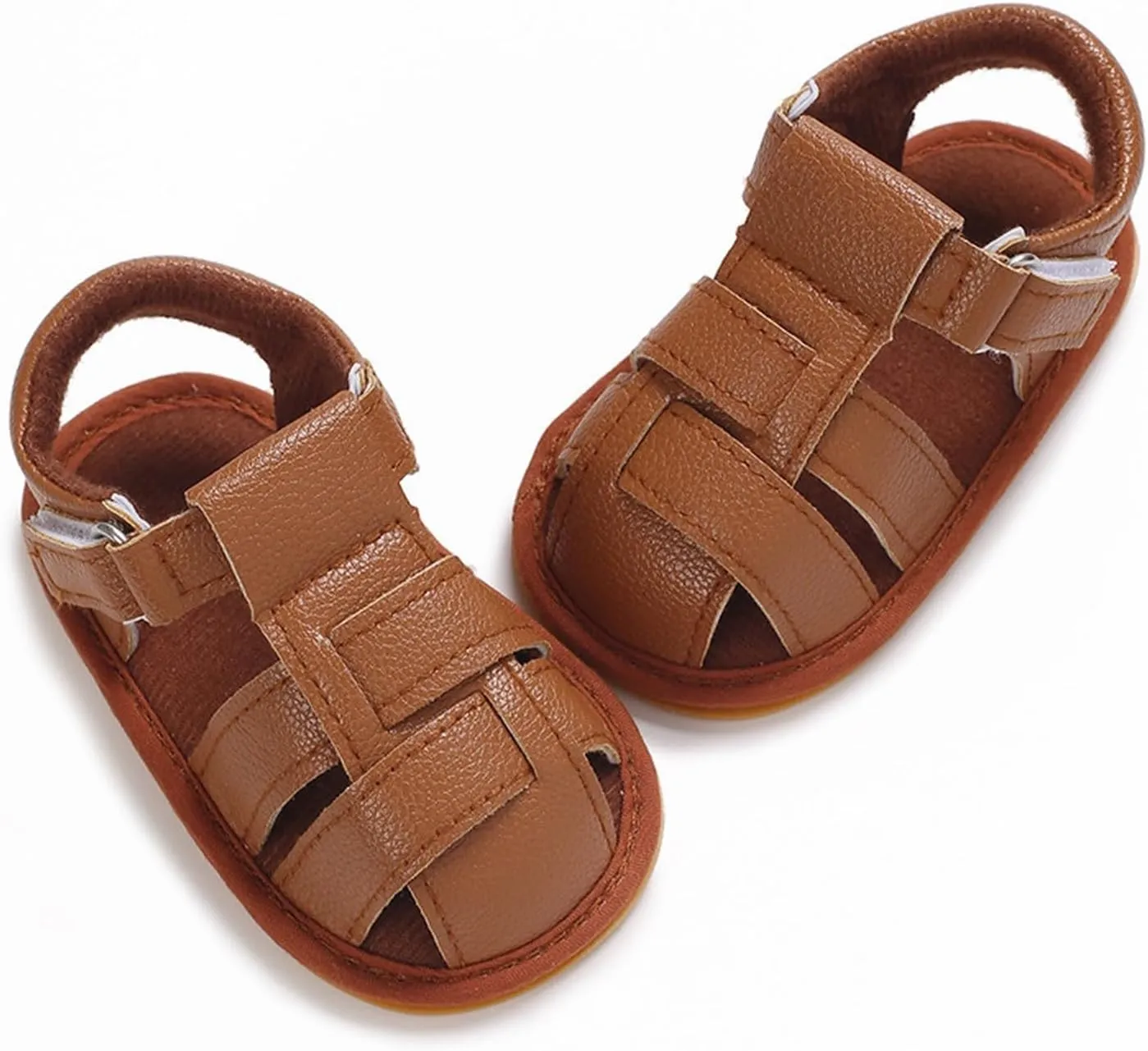 Baby Girl Boy Shoes Infant Closed Toe Sandals Anti Slip Rubber Sole Shoes Baby PU Leather Black Sneakers for Girls