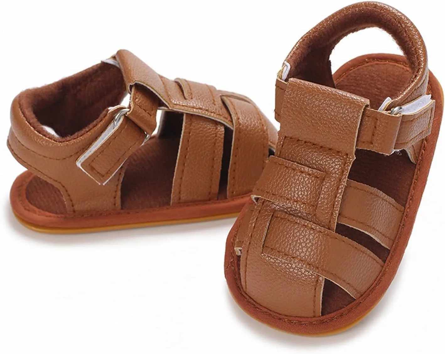Baby Girl Boy Shoes Infant Closed Toe Sandals Anti Slip Rubber Sole Shoes Baby PU Leather Black Sneakers for Girls