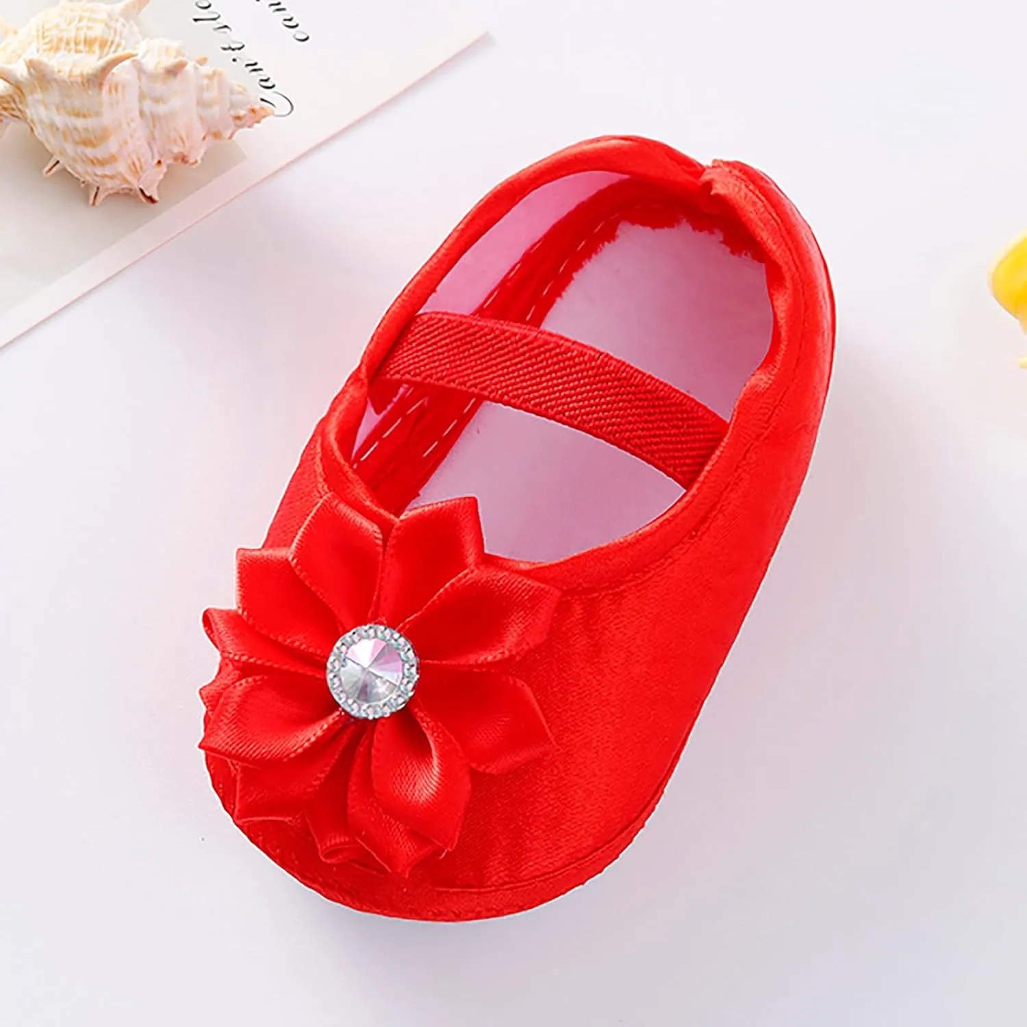 Baby Girl Flower Princes Shoes Soft Sole Mary Jane Flat Wedding Party Dress Crib Shoes Non-slip Toddler First Walkers