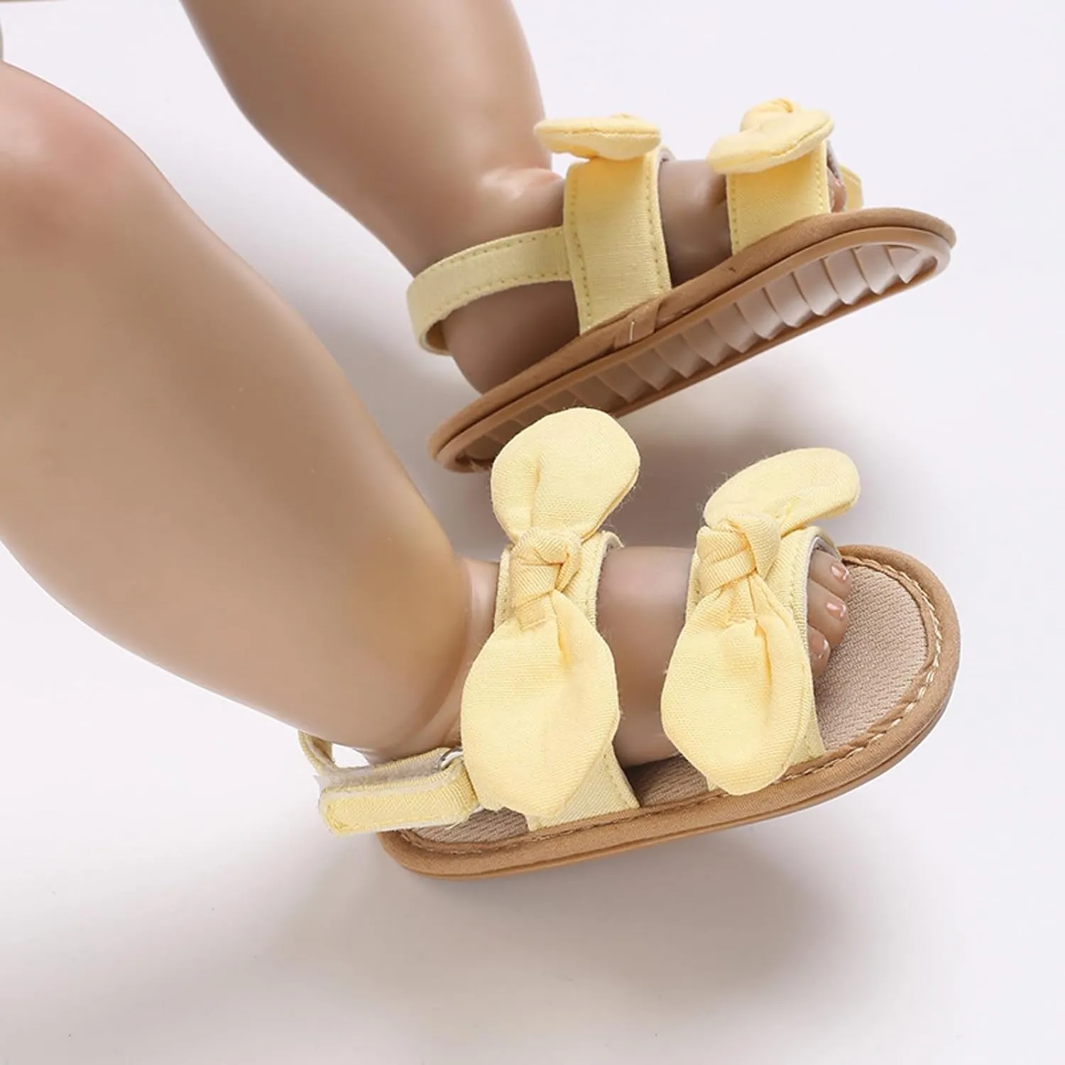 Baby Girl Sandals Toddler Infant Soft Open Toe Pink Bowknot Sandals Beach Flats Anti Slip Shoes With Elastic Strap