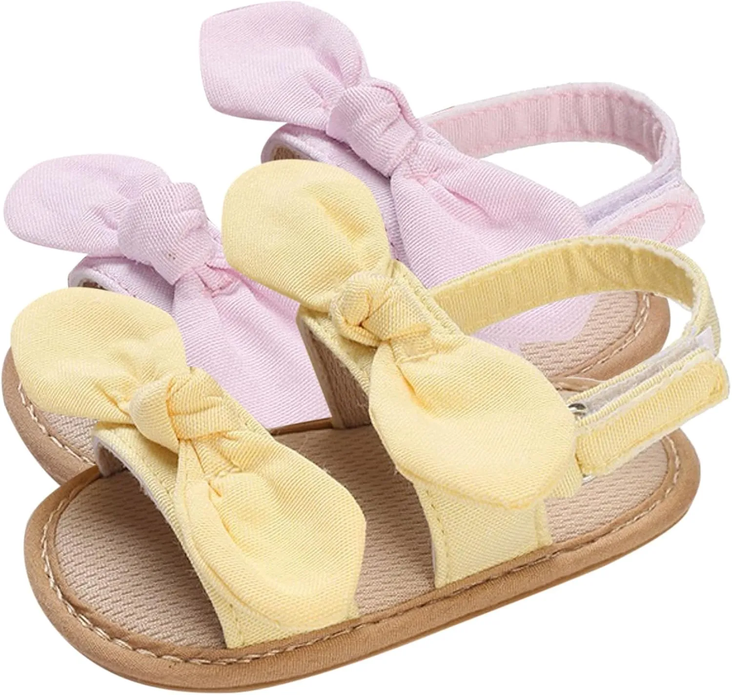 Baby Girl Sandals Toddler Infant Soft Open Toe Pink Bowknot Sandals Beach Flats Anti Slip Shoes With Elastic Strap