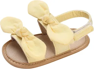 Baby Girl Sandals Toddler Infant Soft Open Toe Pink Bowknot Sandals Beach Flats Anti Slip Shoes With Elastic Strap