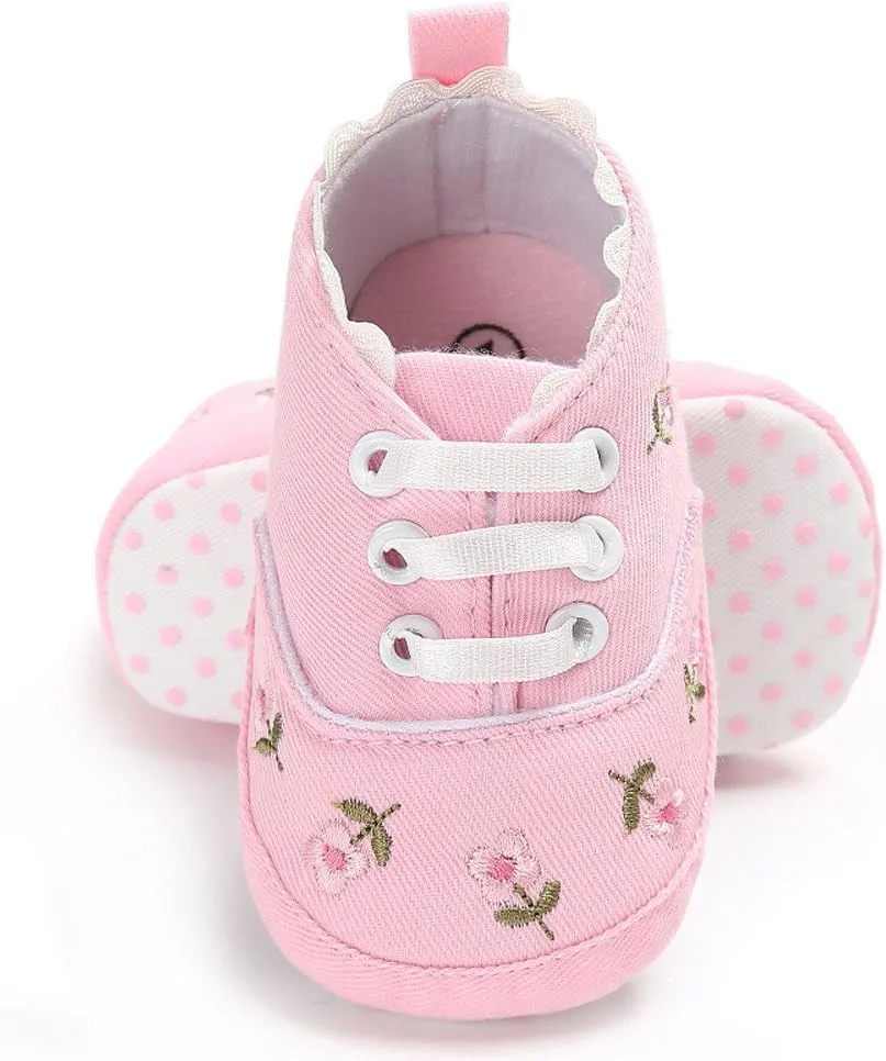Baby Girl Shoes Baby Girls Sole Infant Crib Shoes Floral Canvas Soft -Slip Baby Shoes Cute