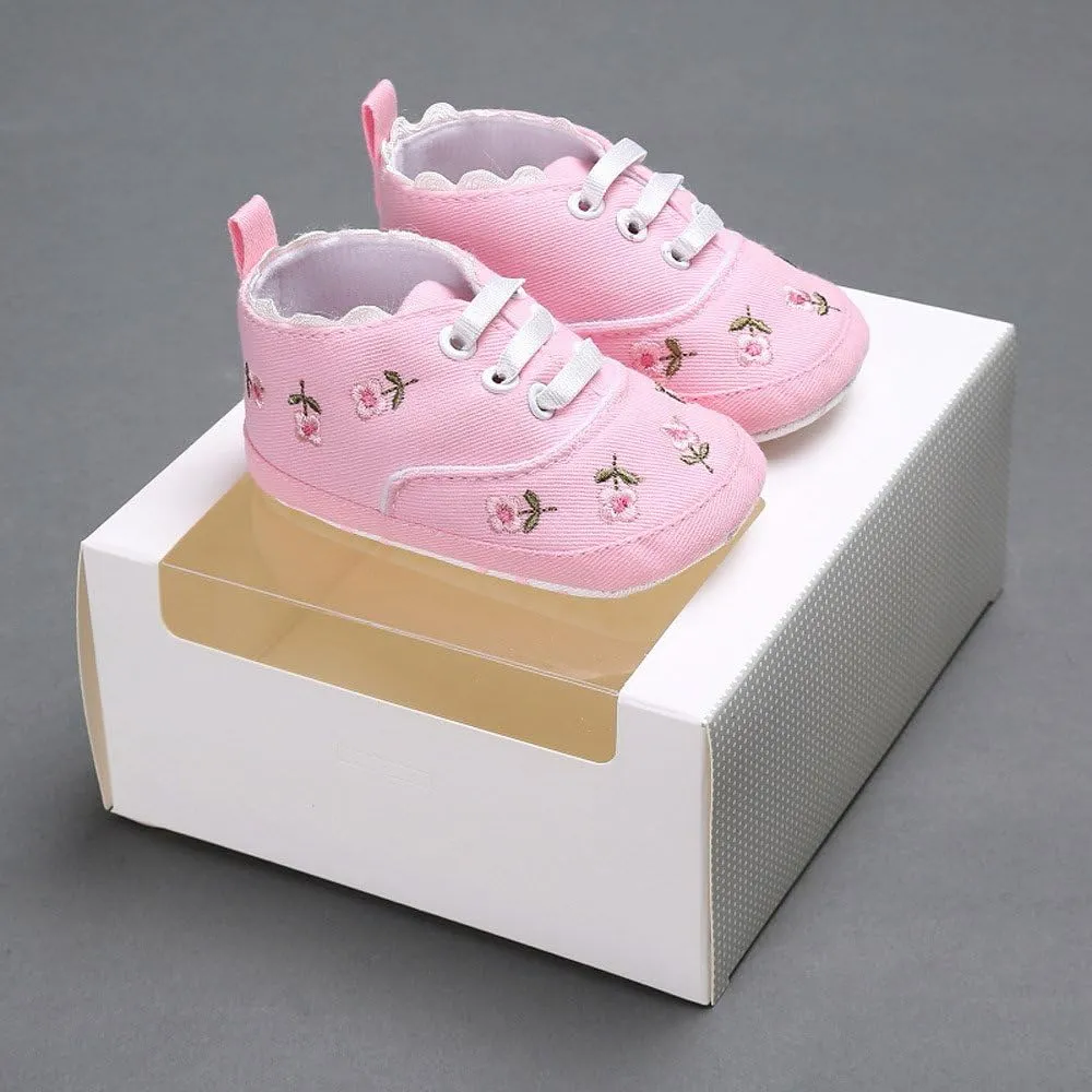 Baby Girl Shoes Baby Girls Sole Infant Crib Shoes Floral Canvas Soft -Slip Baby Shoes Cute