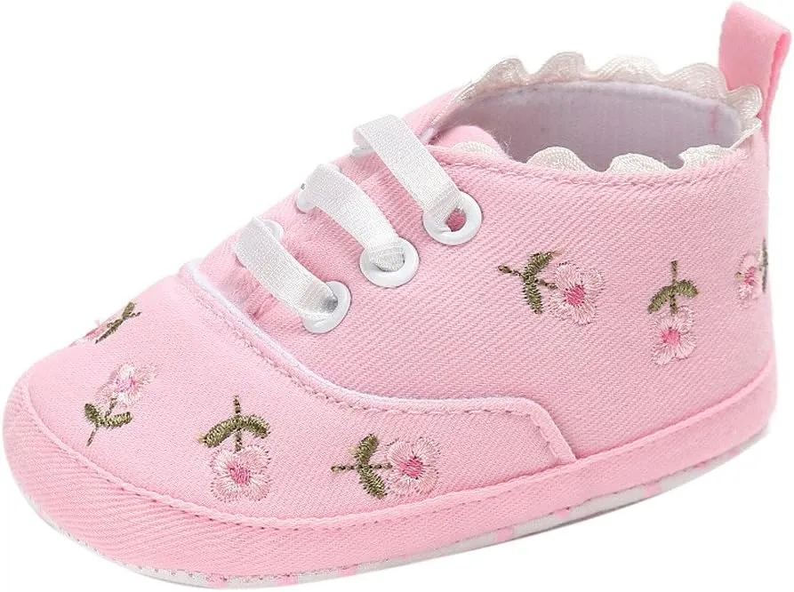 Baby Girl Shoes Baby Girls Sole Infant Crib Shoes Floral Canvas Soft -Slip Baby Shoes Cute