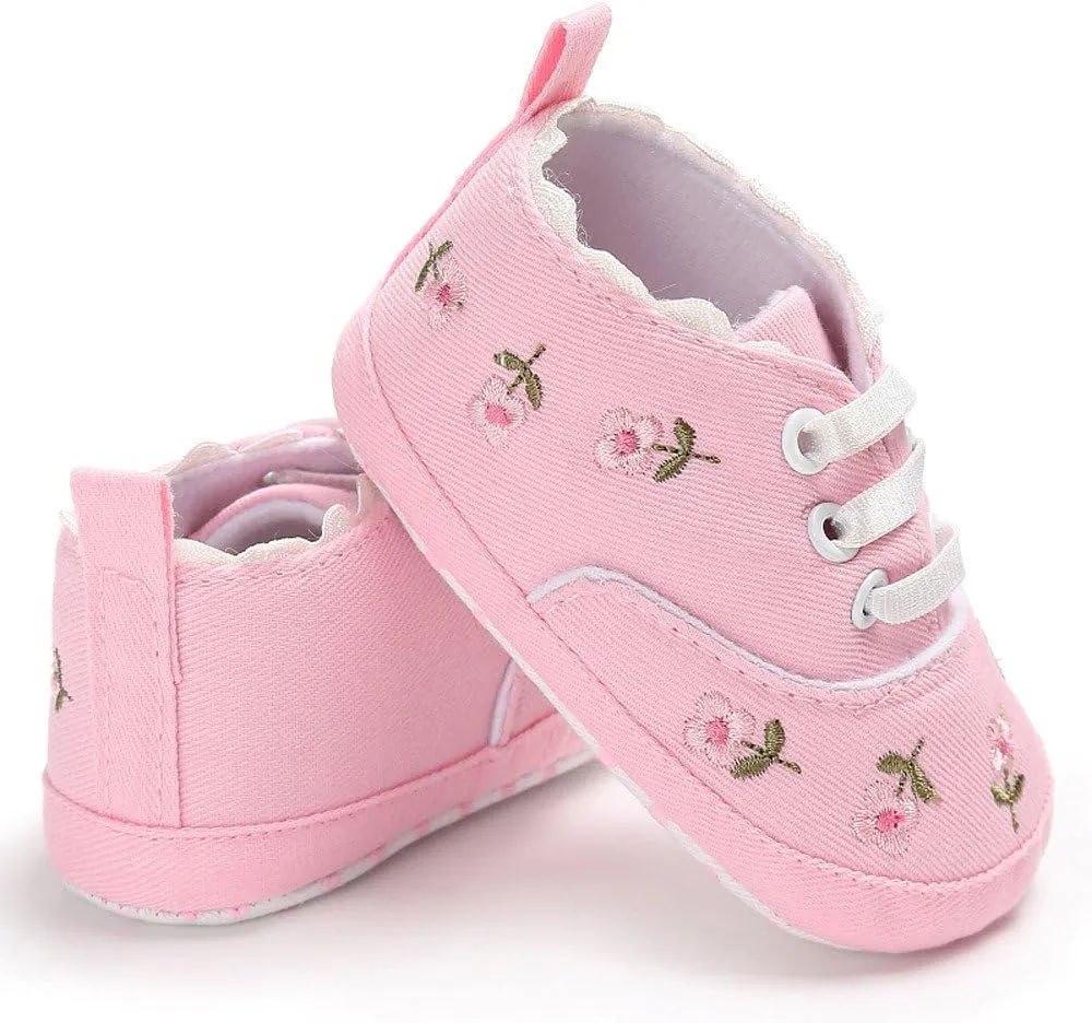 Baby Girl Shoes Baby Girls Sole Infant Crib Shoes Floral Canvas Soft -Slip Baby Shoes Cute