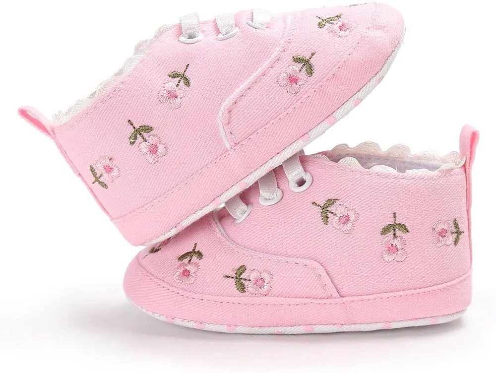 Baby Girl Shoes Baby Girls Sole Infant Crib Shoes Floral Canvas Soft -Slip Baby Shoes Cute