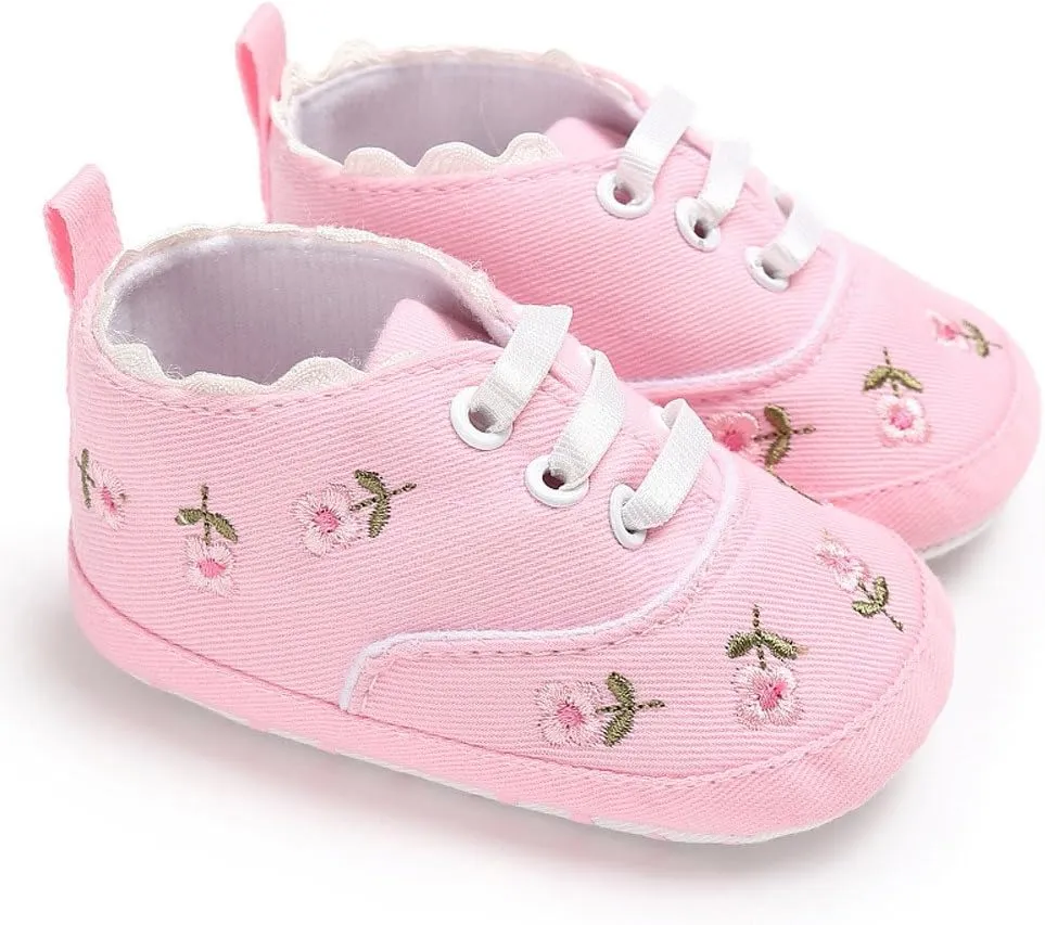 Baby Girl Shoes Baby Girls Sole Infant Crib Shoes Floral Canvas Soft -Slip Baby Shoes Cute